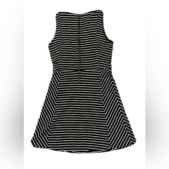 J. Crew Striped Fit and Flare Paneled Knit Dress in Black and White Size 6 - Picture 6 of 6